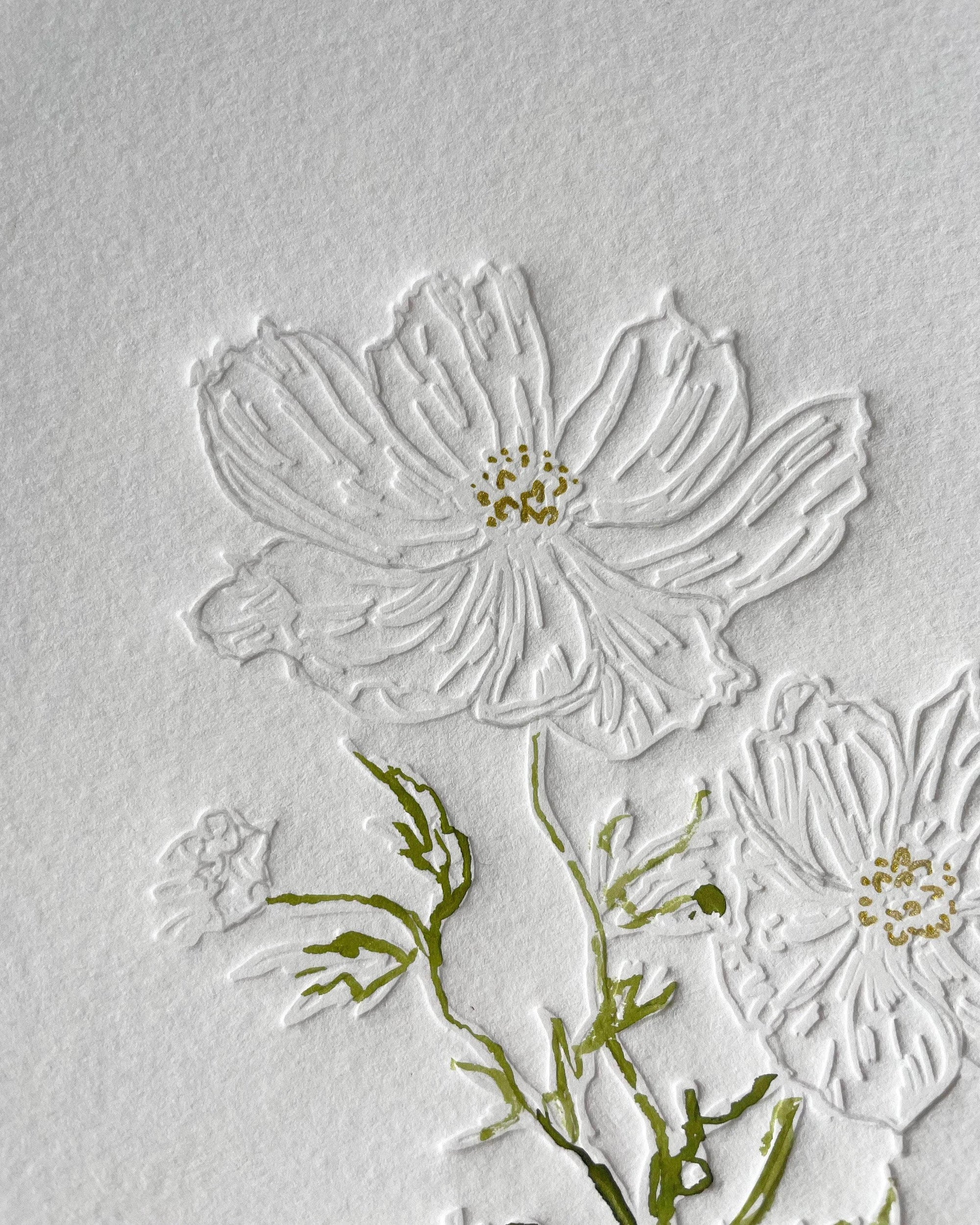 Limited Edition Cosmos Flower of the Month Embossing and Drawing