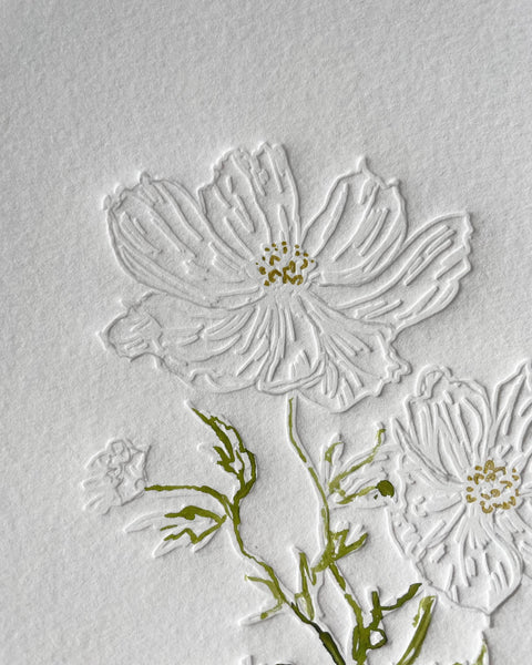 Limited Edition Cosmos Flower of the Month Embossing and Drawing