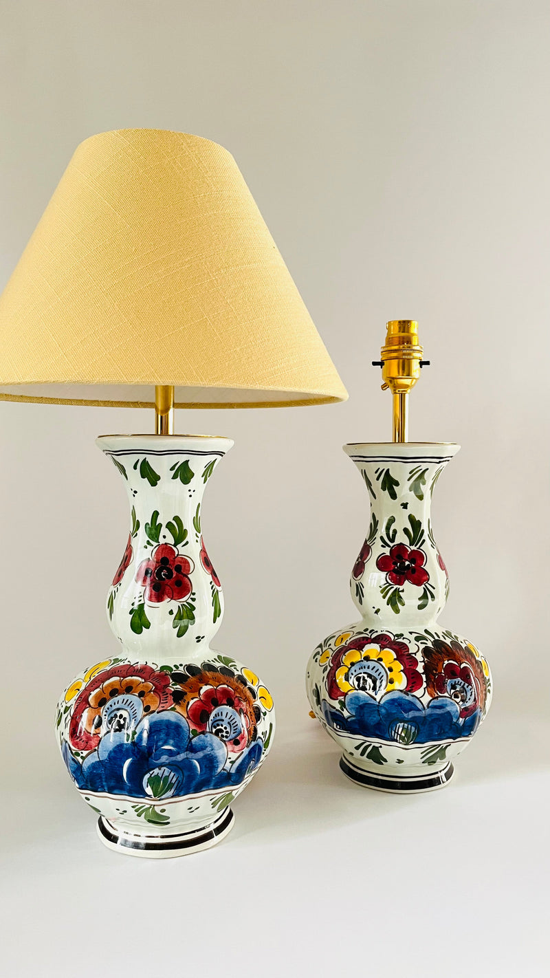 Antique Delft Polychrome Lamp