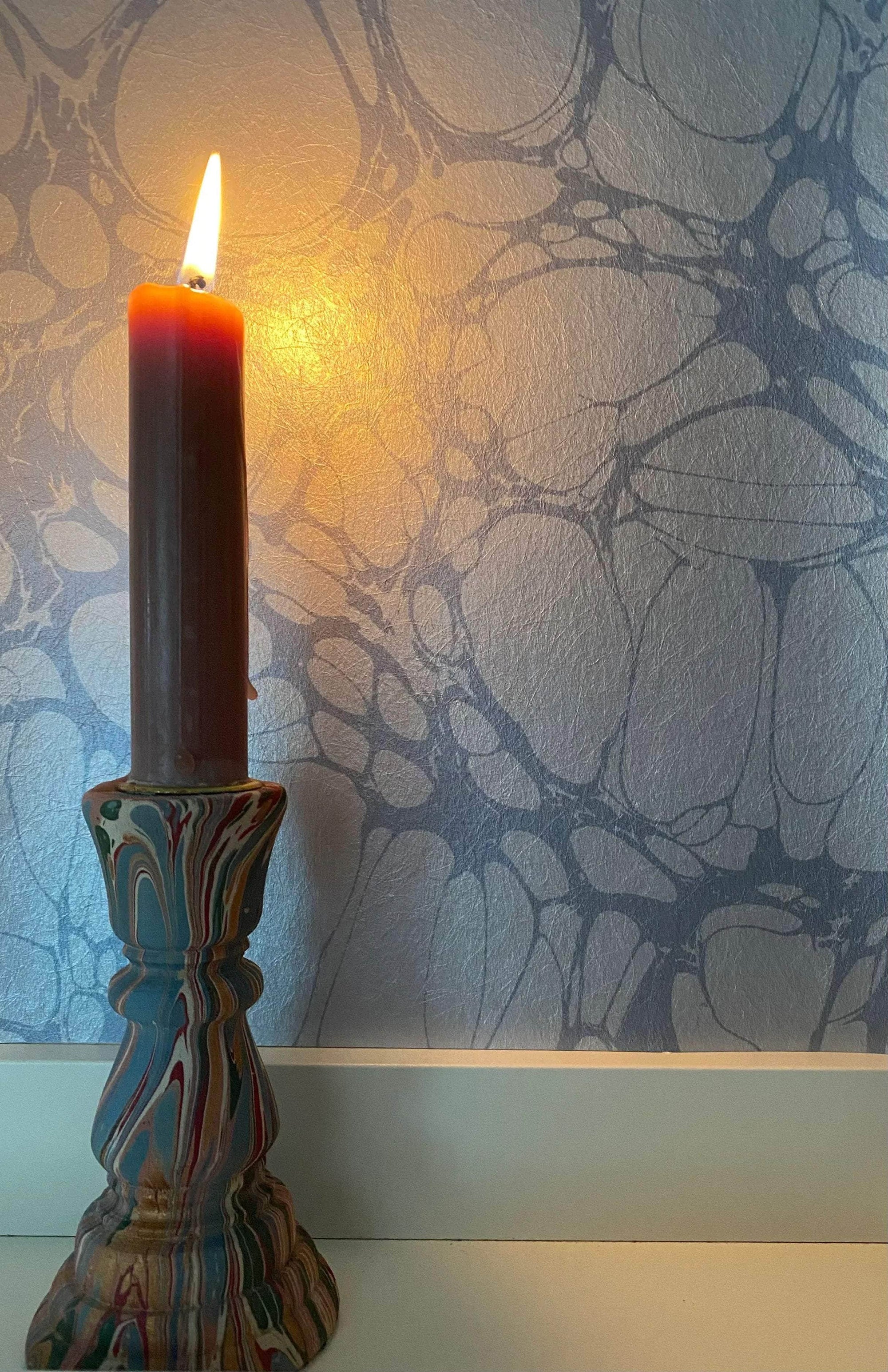 Marbled Wallpaper - 'Moucheté' - Col: Sea Holly - Mica Coated Non-Woven