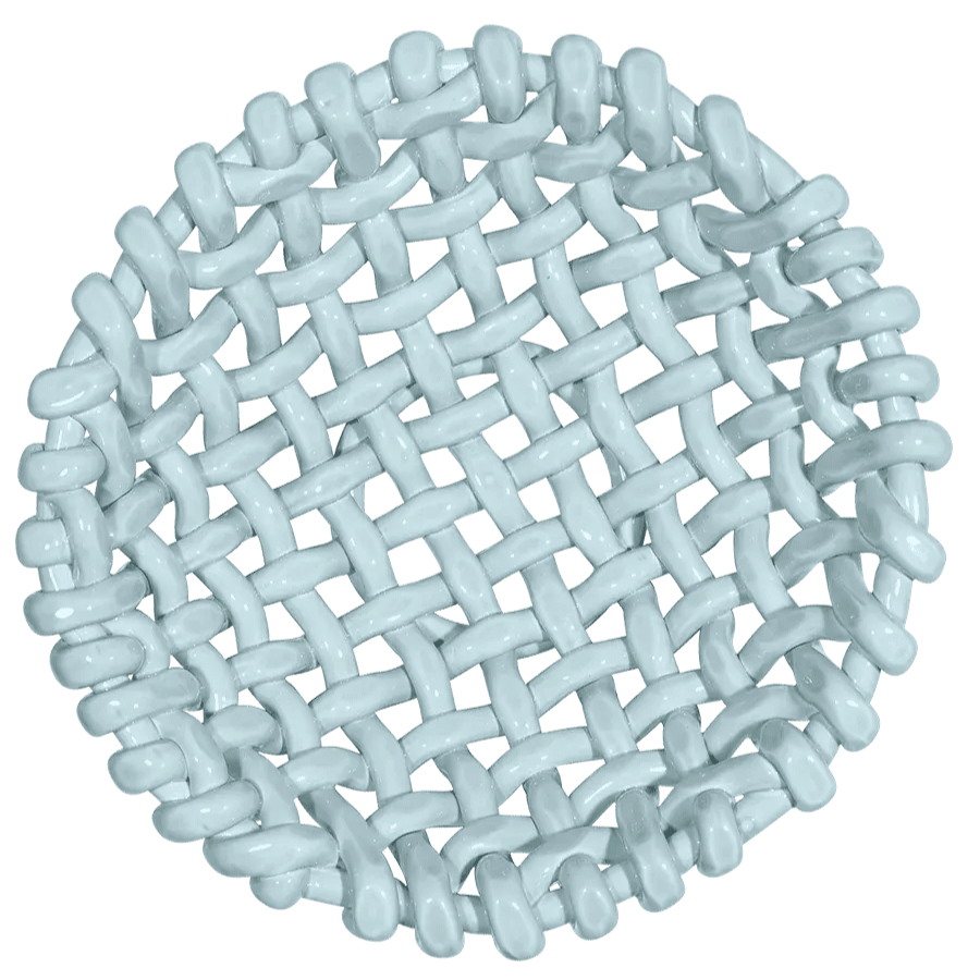 Large Sky Blue Basketweave Bowl