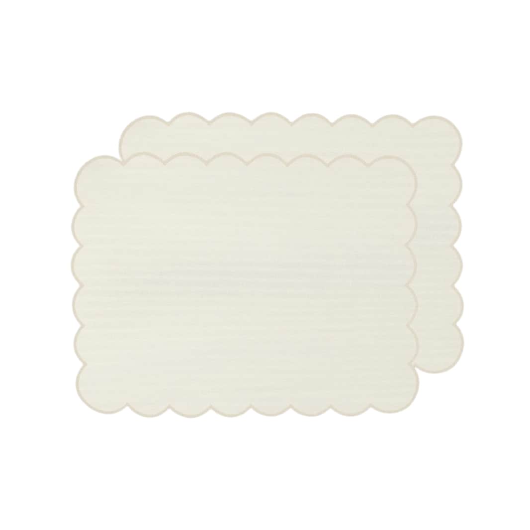 Zero-Waste Scalloped Linen Placemats Off-white - Set of 2