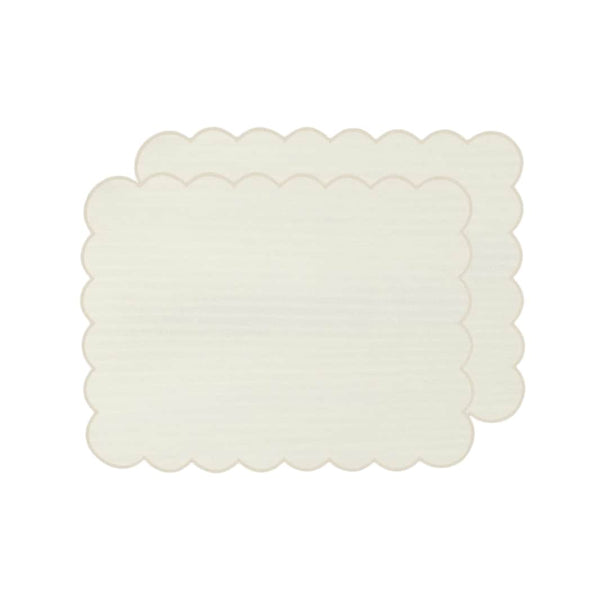 Zero-Waste Scalloped Linen Placemats Off-white - Set of 2