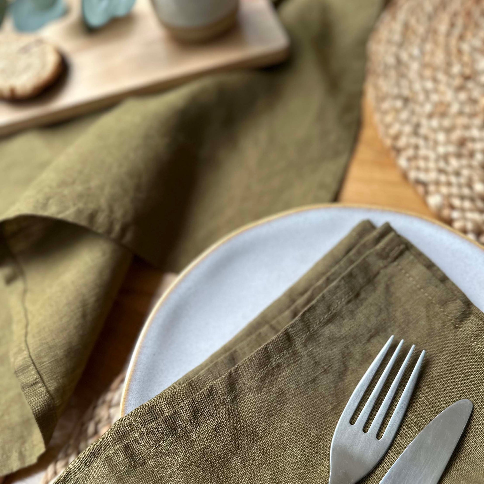 100% Linen Napkins OEKO-TEX® Certified – Khaki X2