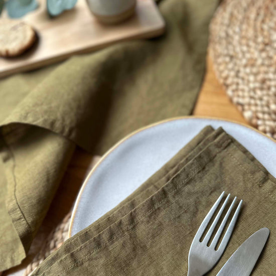 100% Linen Napkins OEKO-TEX® Certified – Khaki X2