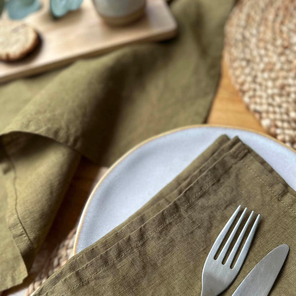 100% Linen Napkins OEKO-TEX® Certified – Khaki X2
