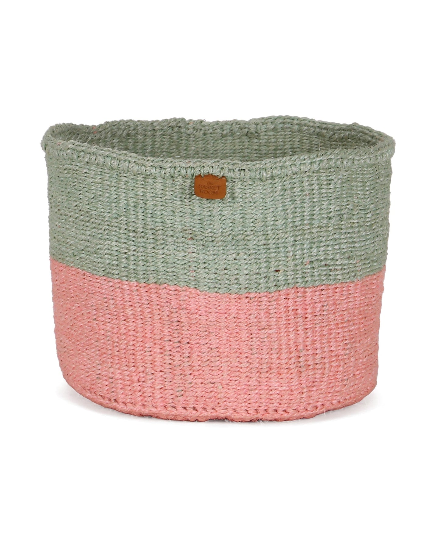 SIAFU: Sapling Green and Dusky Pink Colour Block Sisal Basket