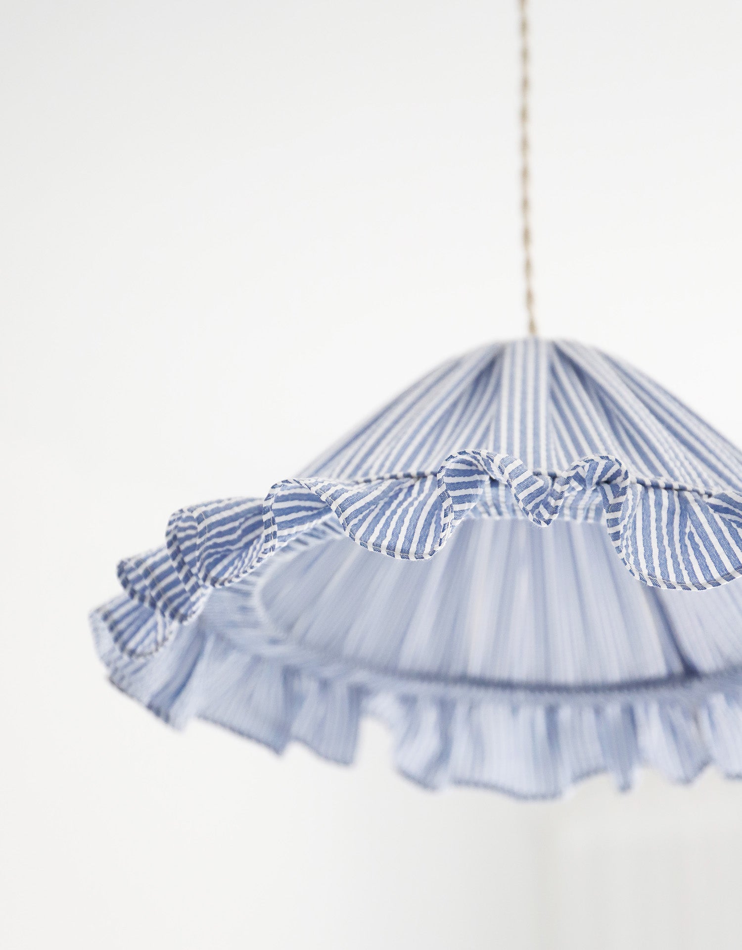 Petite Emilia 'Marina' Small Striped Conical Lampshade With Ruffle