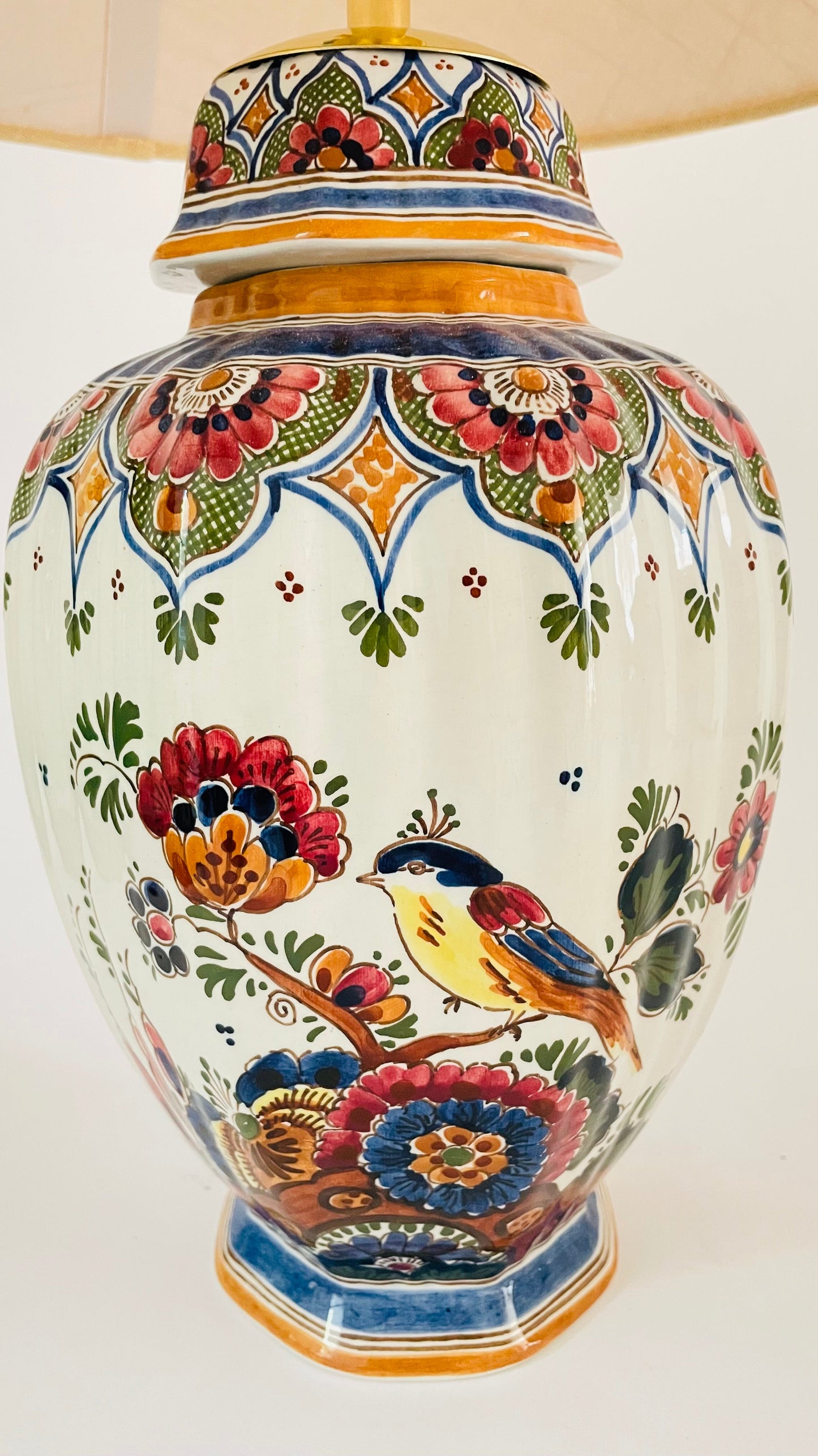 Antique Delft Polychrome Lamp