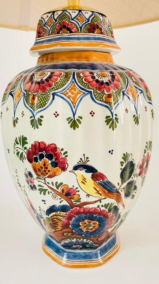 Antique Delft Polychrome Lamp