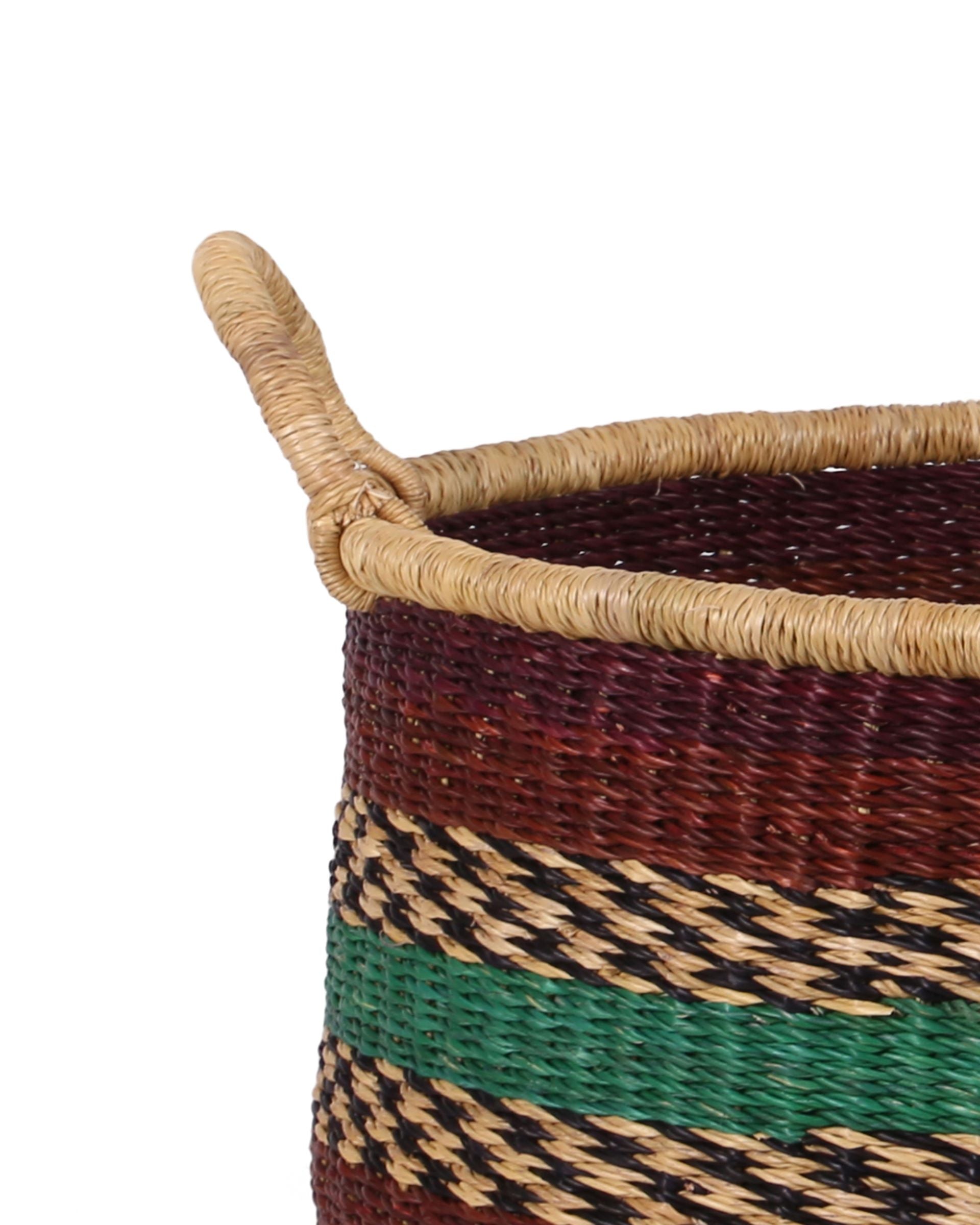 LUMO: Small Brown and Turquoise Floor Storage Basket with Handles