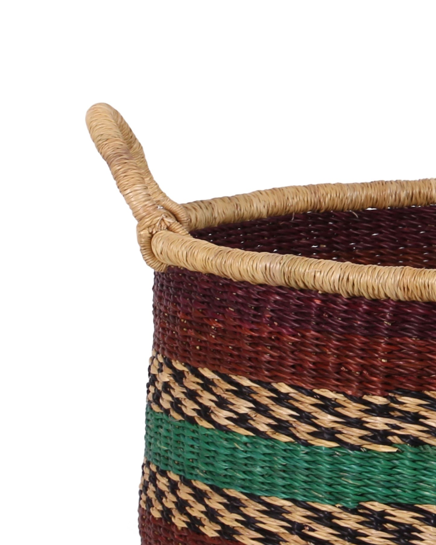 LUMO: Small Brown and Turquoise Floor Storage Basket with Handles