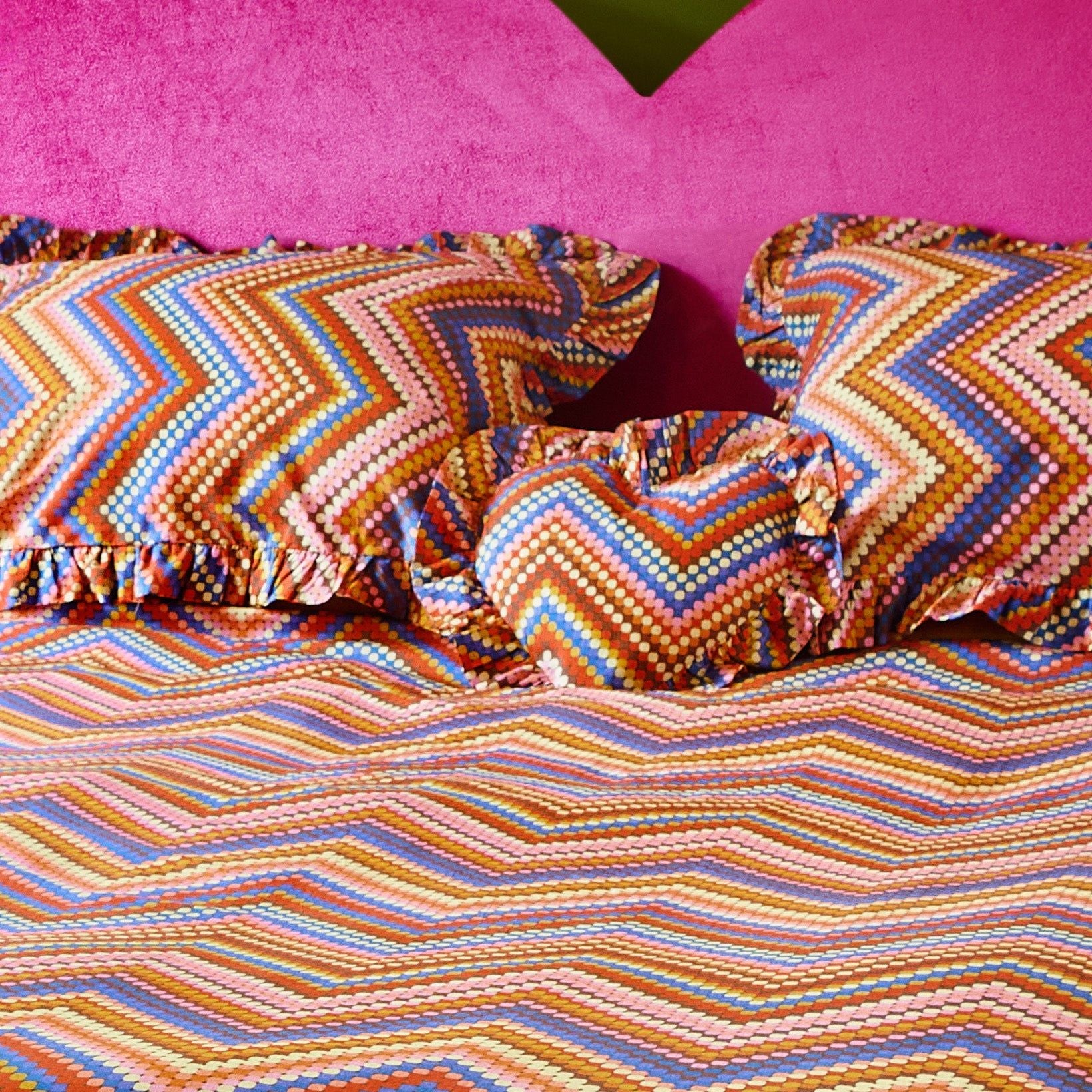 Young Hearts Ruffle Cushion in Gloria