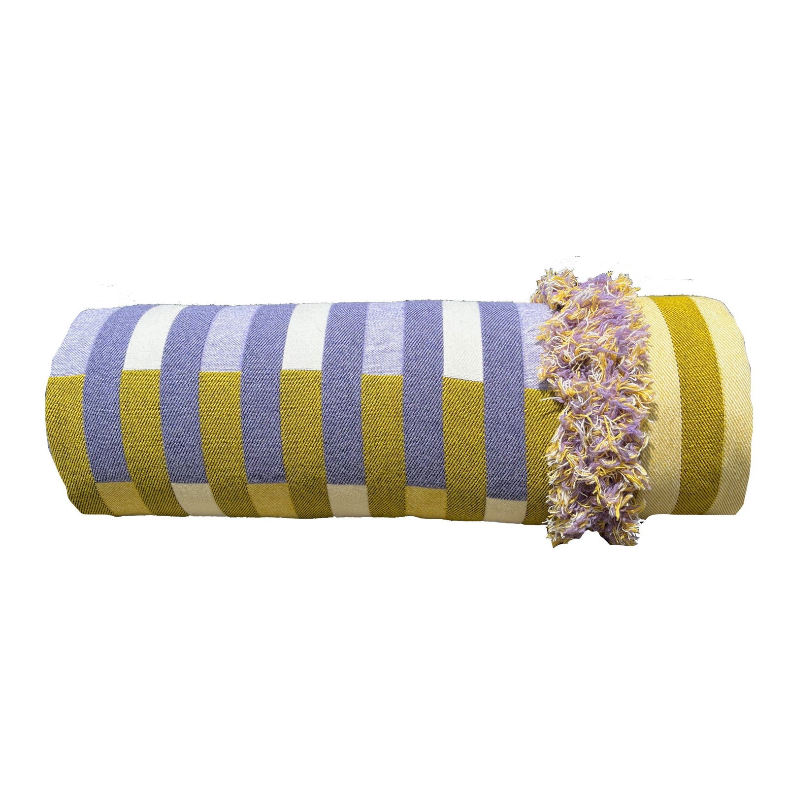 Stripey Bolster in Lilac & Yellow
