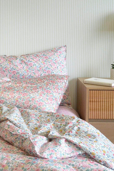 Bedding made with Liberty Fabric Betsy Blossom Pink