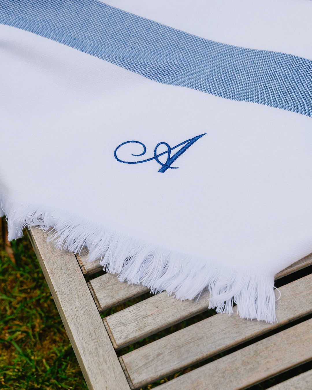 Personalised Blue Striped Beach Towel
