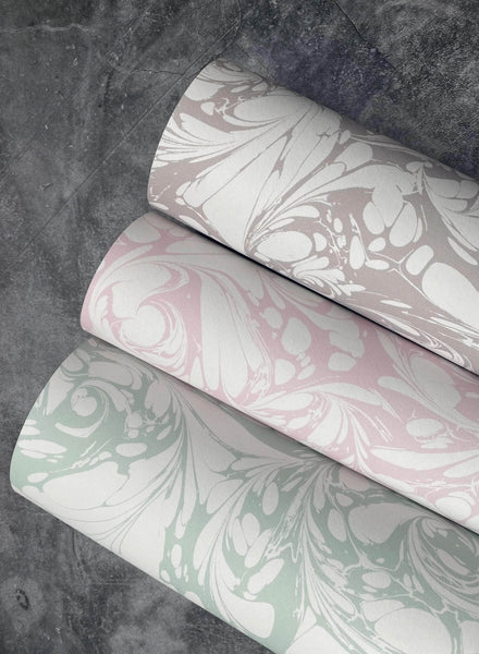 Marbled Wallpaper - 'Flourish' Col: Willow - Non-Woven