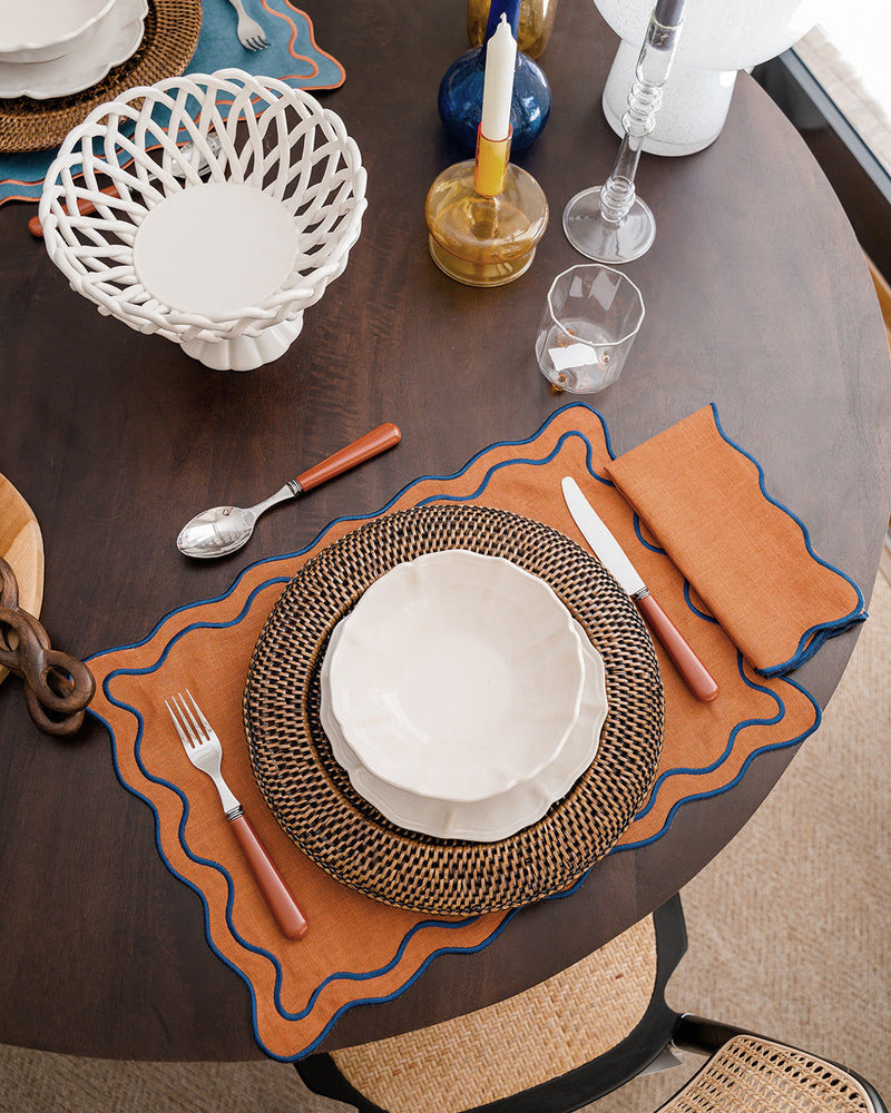 Beja Placemat, Terracotta with Blue