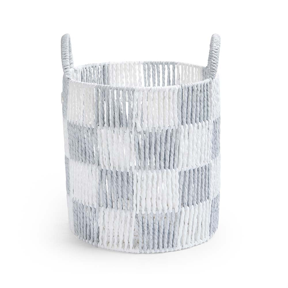 Checkerboard Storage Basket Medium - Powder Blue