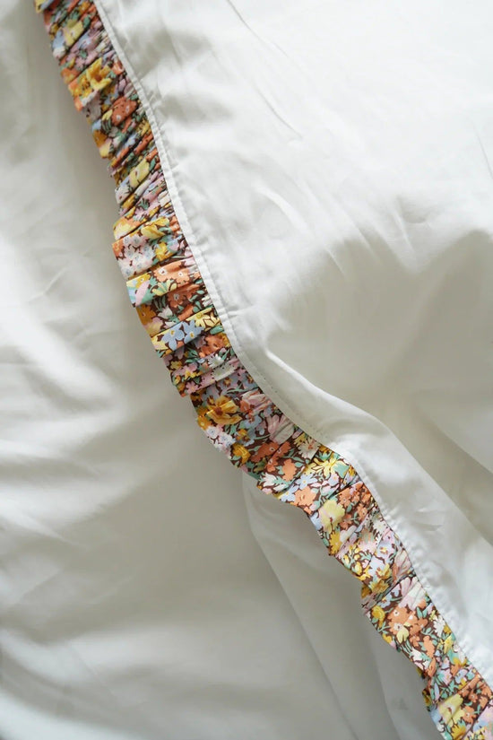 Frill-Edge White Duvet Set made with Liberty Fabric THORPE YELLOW