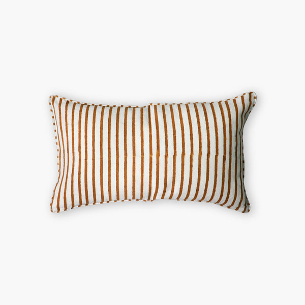 Bahaar Lumbar Throw Pillow Cover - Mustard & Blue