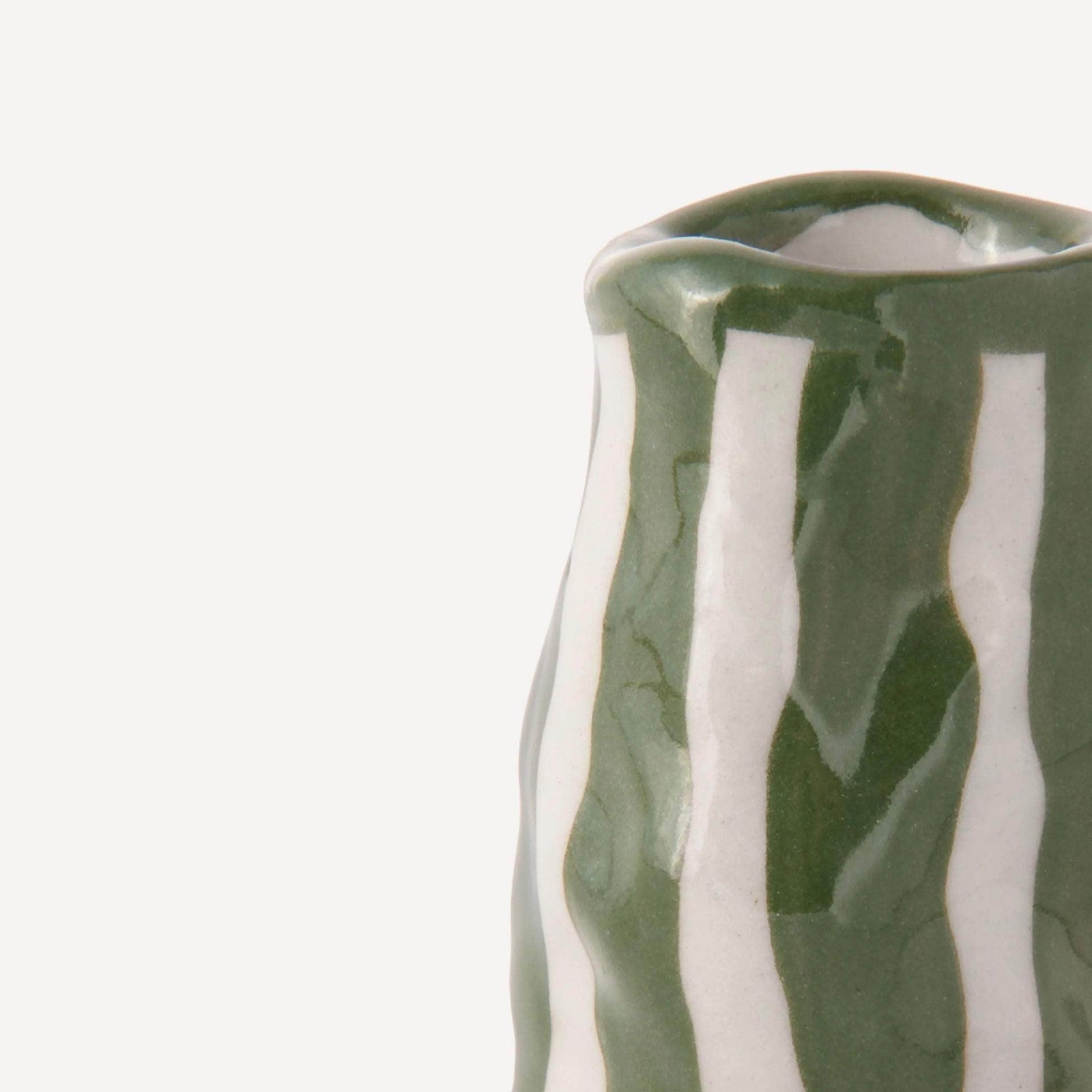 Light Green Candy Stripe Candle Holder