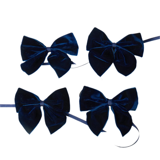 Dark Blue Velvet Napkin Ring Bow (set of 4)