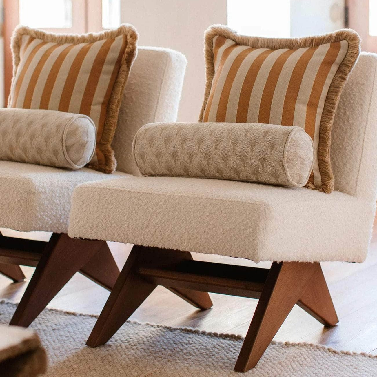 Double Sided Cushion Laura Moss & Caramel x Jackie Caramel & Ecru