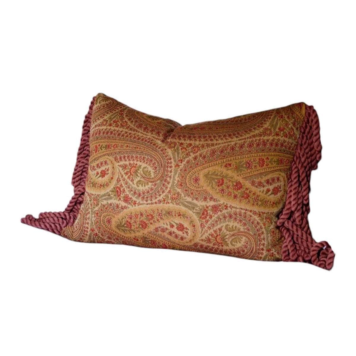 Pillow with Side Frindge Burgundy