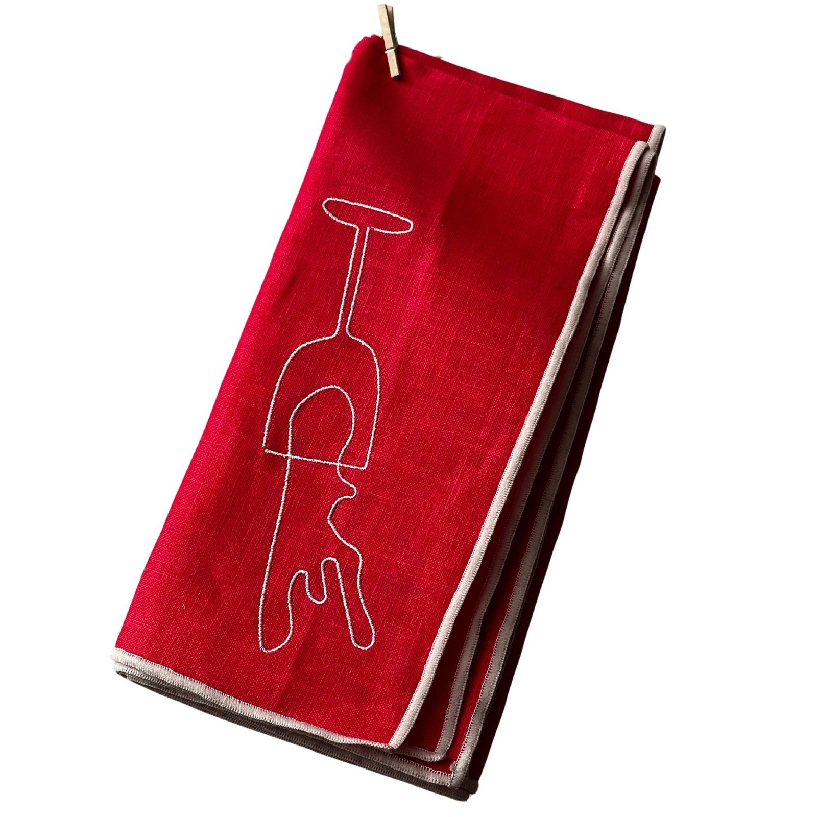 Linen Embroidered Napkins | 'Wine'