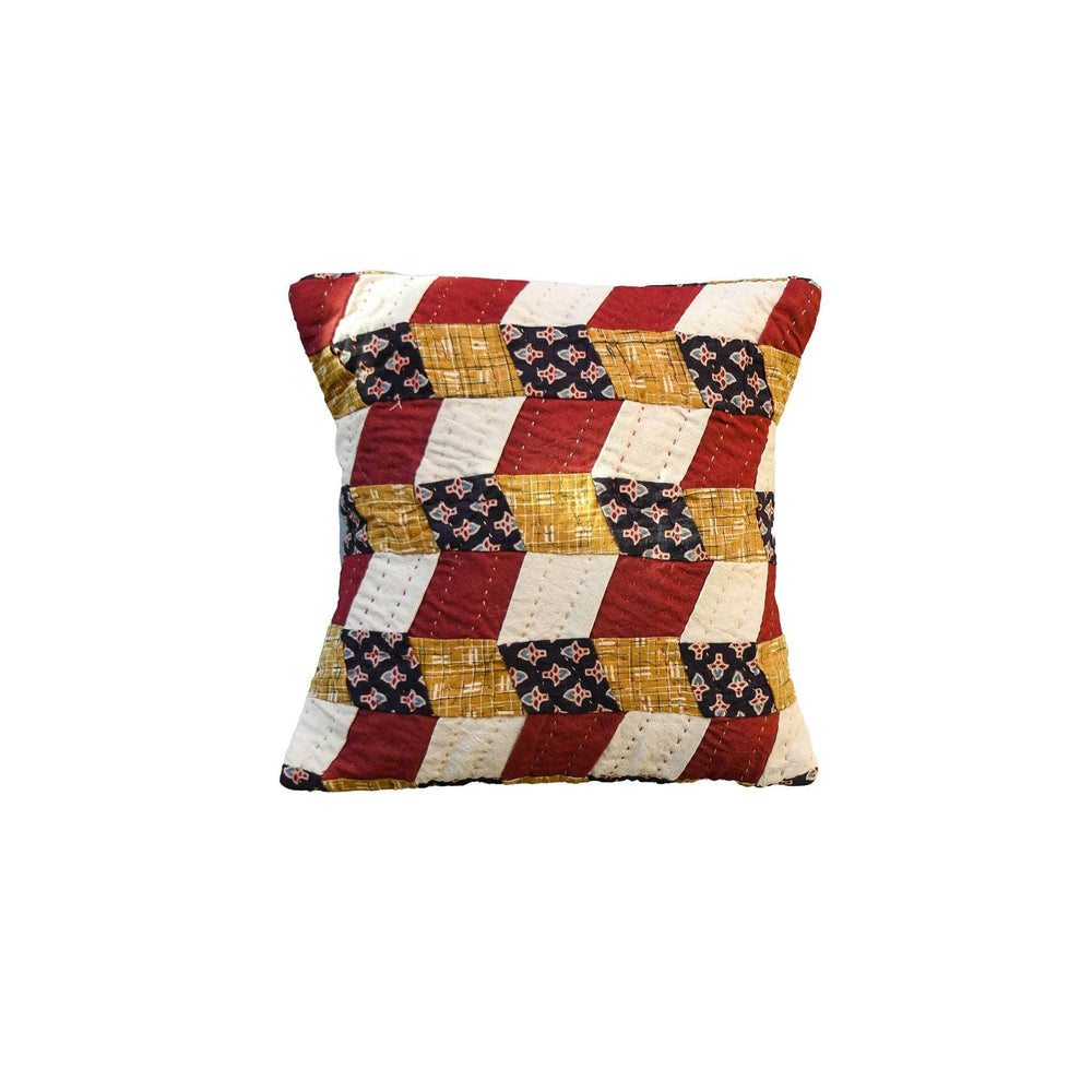 Mini Patchwork Cushion Cover | Rust/Cream