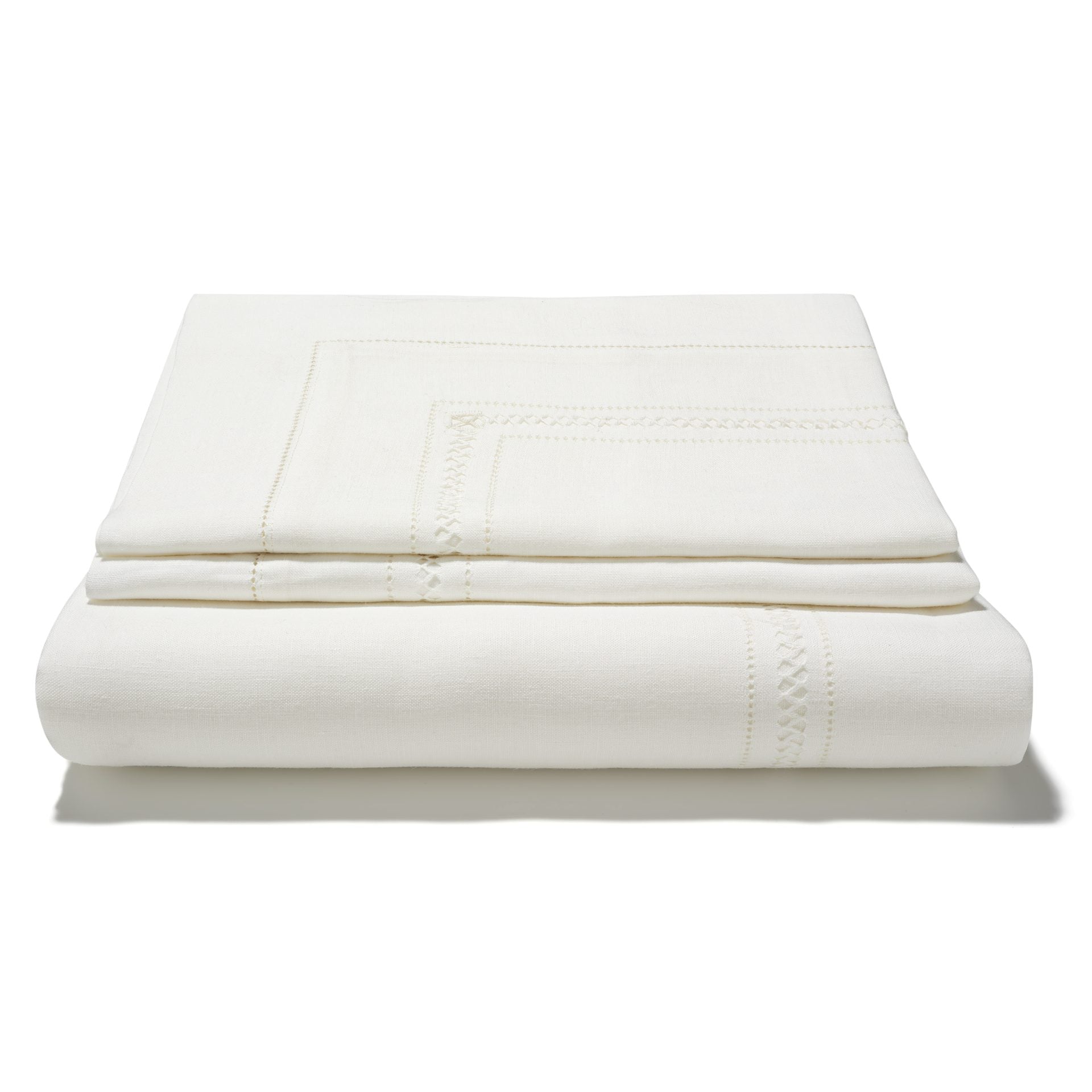 Bed Linen Set Diamond Stitch Ivory White
