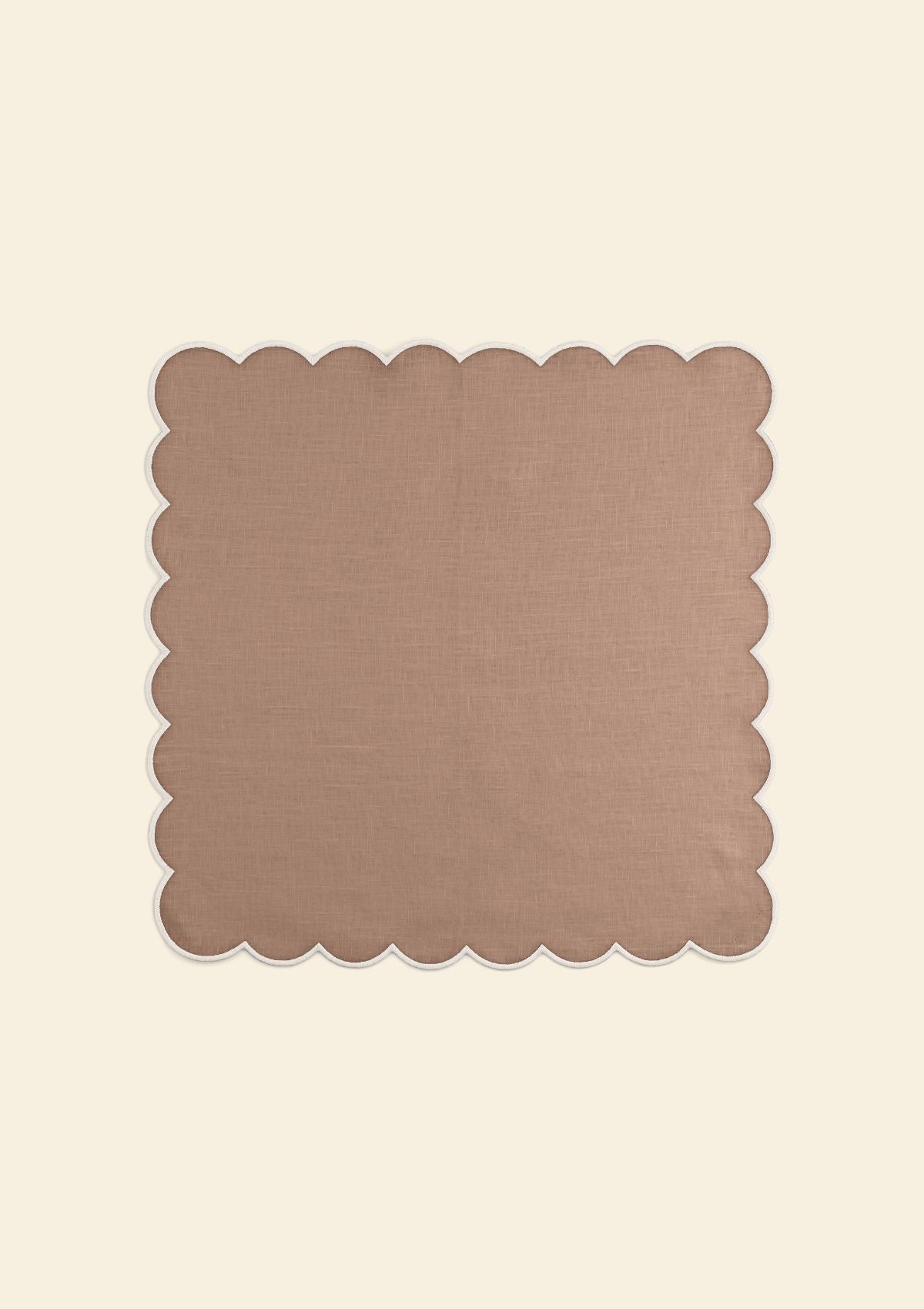 Scalloped Linen Napkins in Powder Pink & White