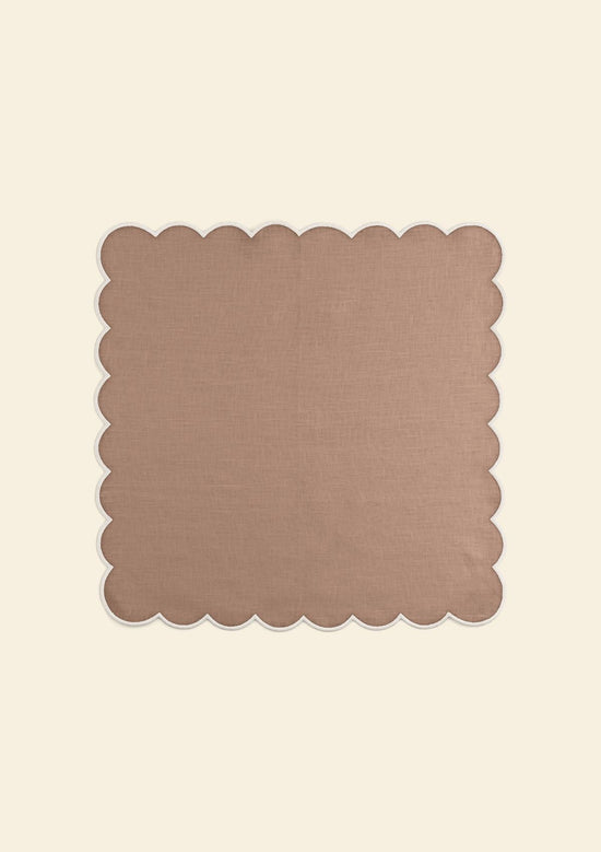 Scalloped Linen Napkins in Powder Pink & White