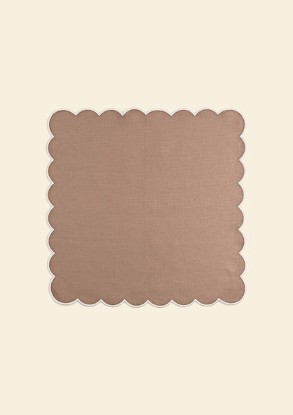 Scalloped Linen Napkins in Powder Pink & White