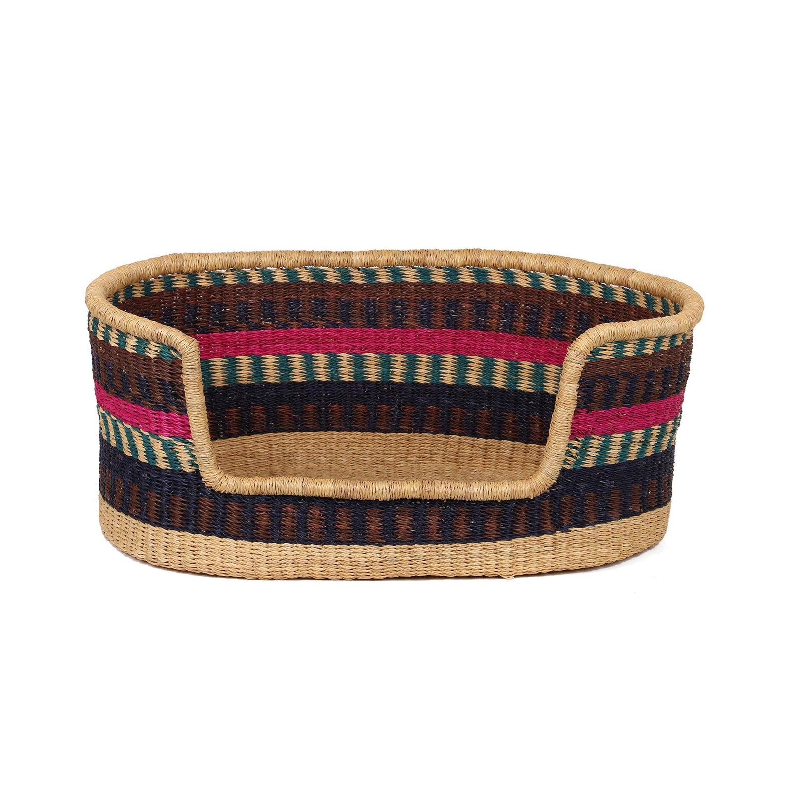 GYATA: Pink, Aqua and Brown Dog Basket - Medium