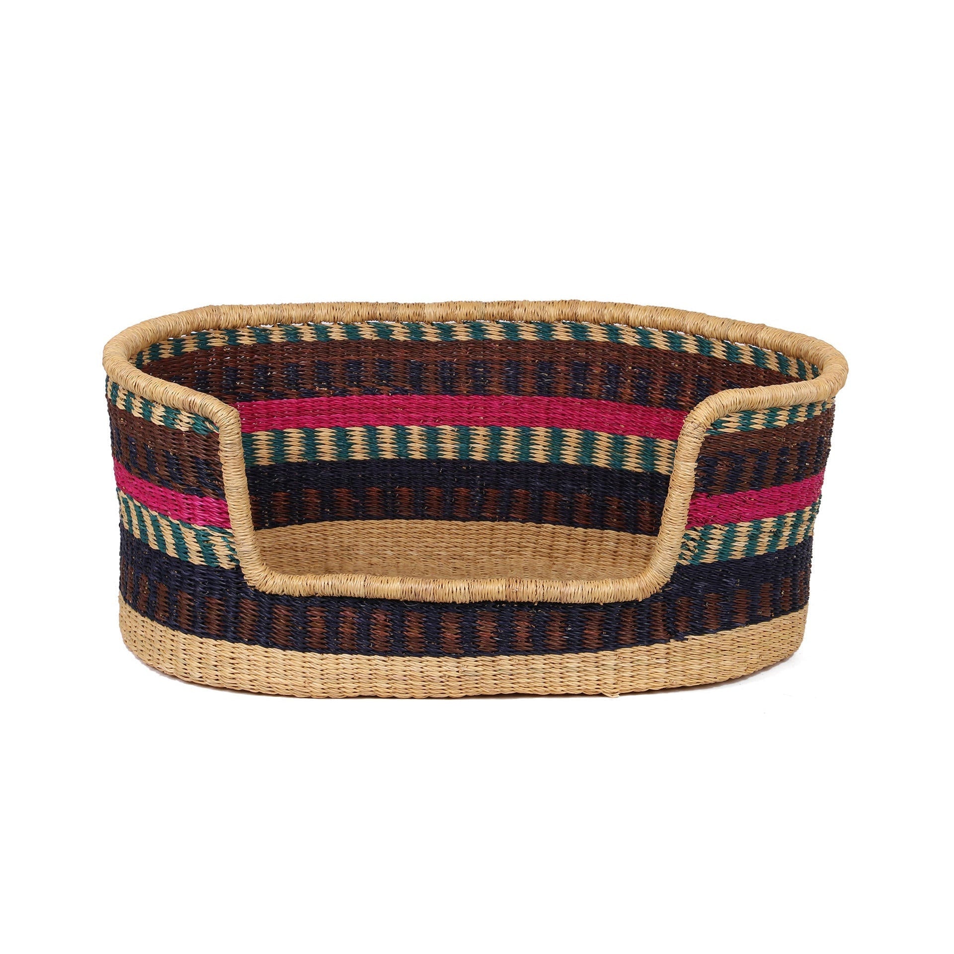 GYATA: Pink, Aqua and Brown Dog Basket - Medium