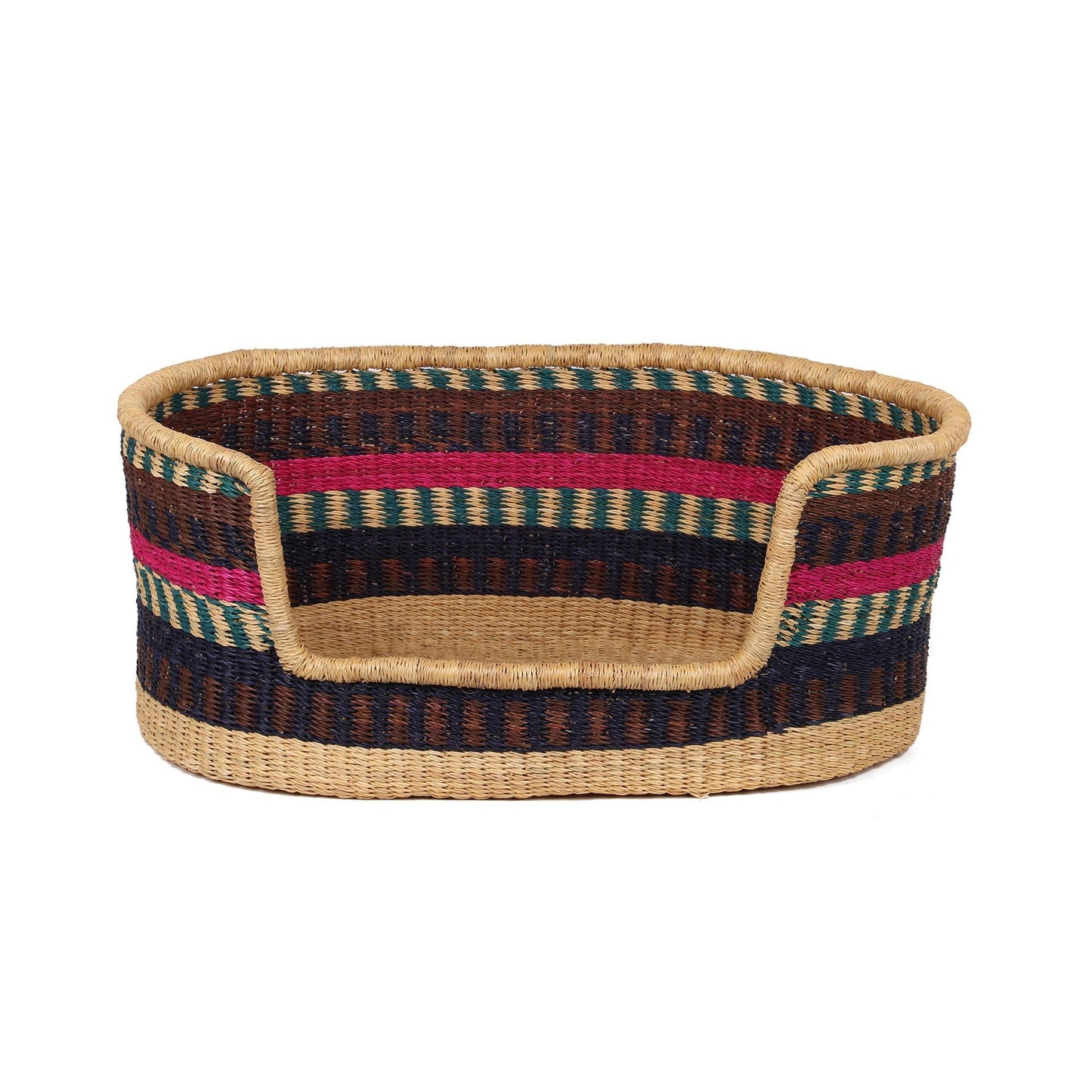 GYATA: Pink, Aqua and Brown Dog Basket - Medium