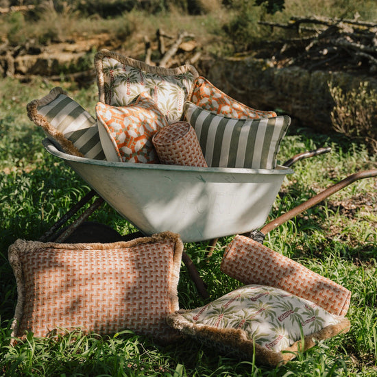Cushion Jackie Olive & Ecru