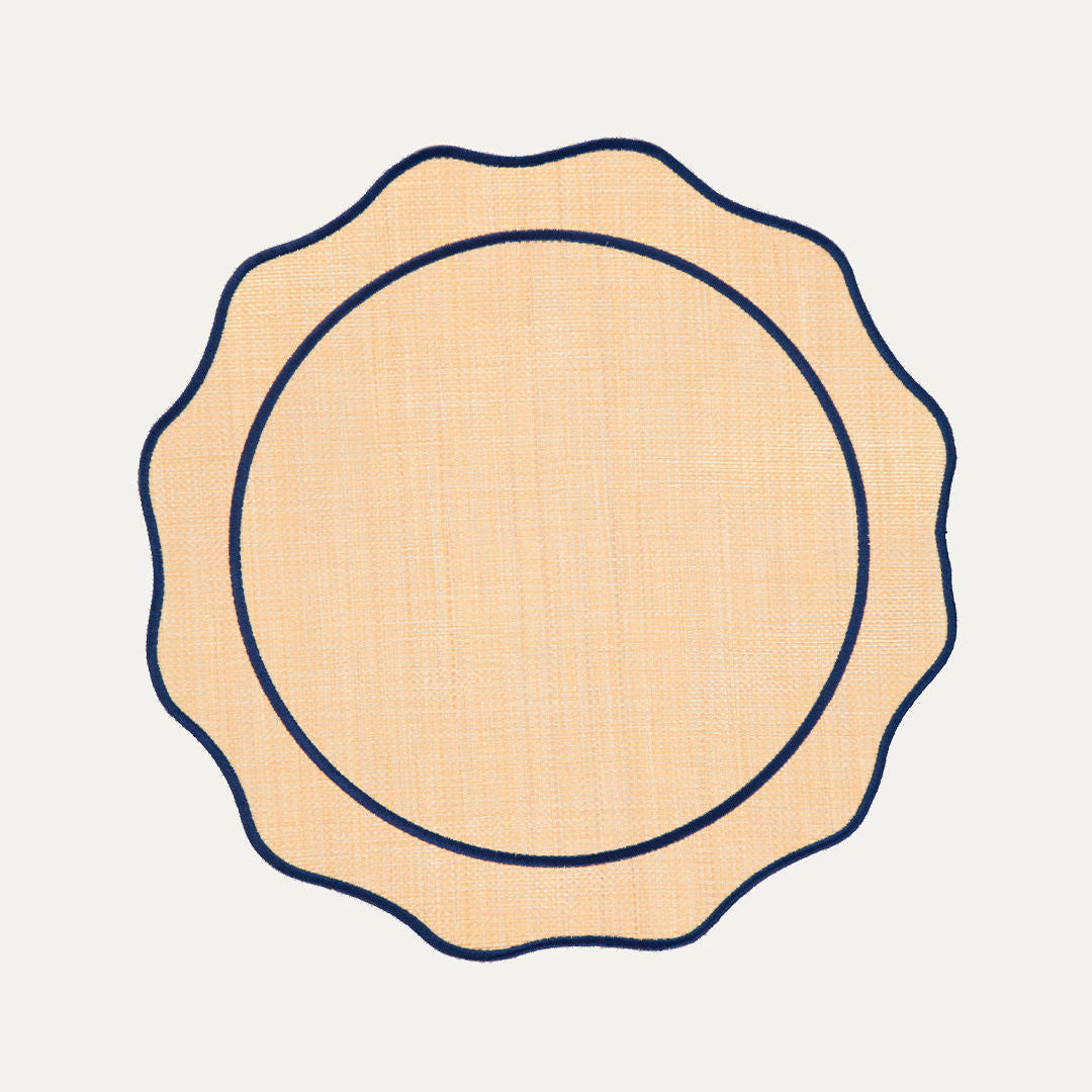 Raffia Placemat with Dark Blue Border