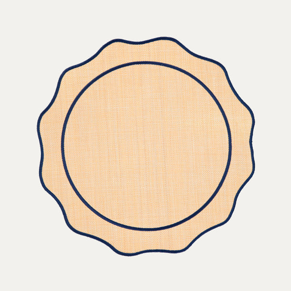 Raffia Placemat with Dark Blue Border