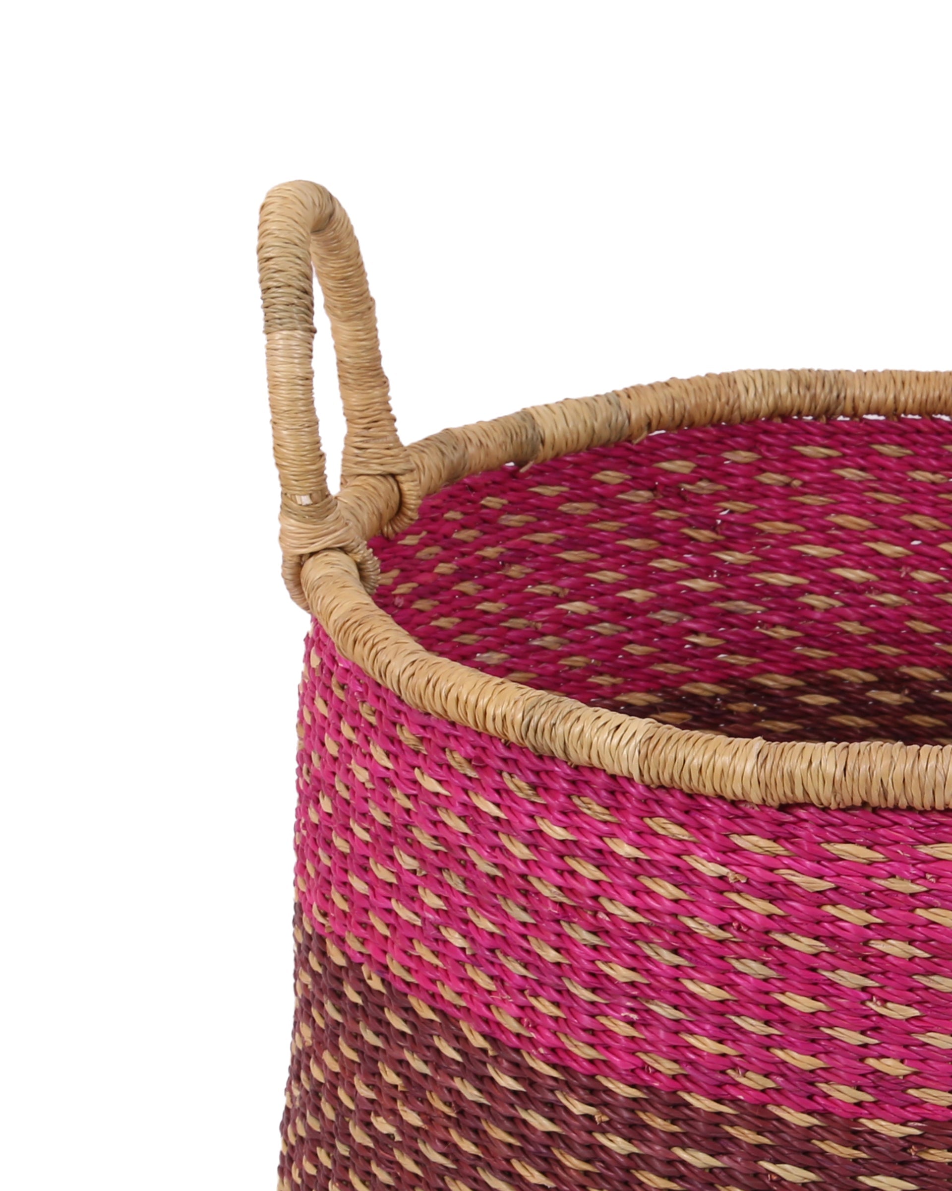 ELIAM: Small Pink, Brown Floor Storage Basket With Handles