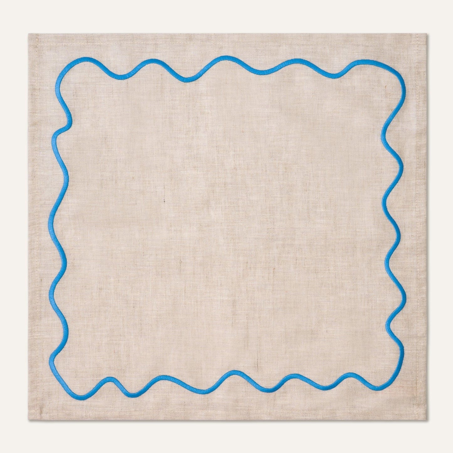 Wavy Linen Napkins Beige/Blue - Set of 2