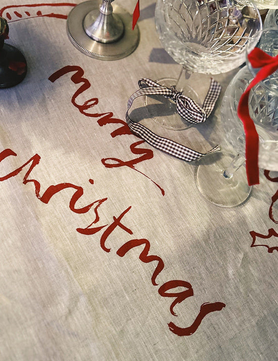 Christmas Feast Linen Tablecloth