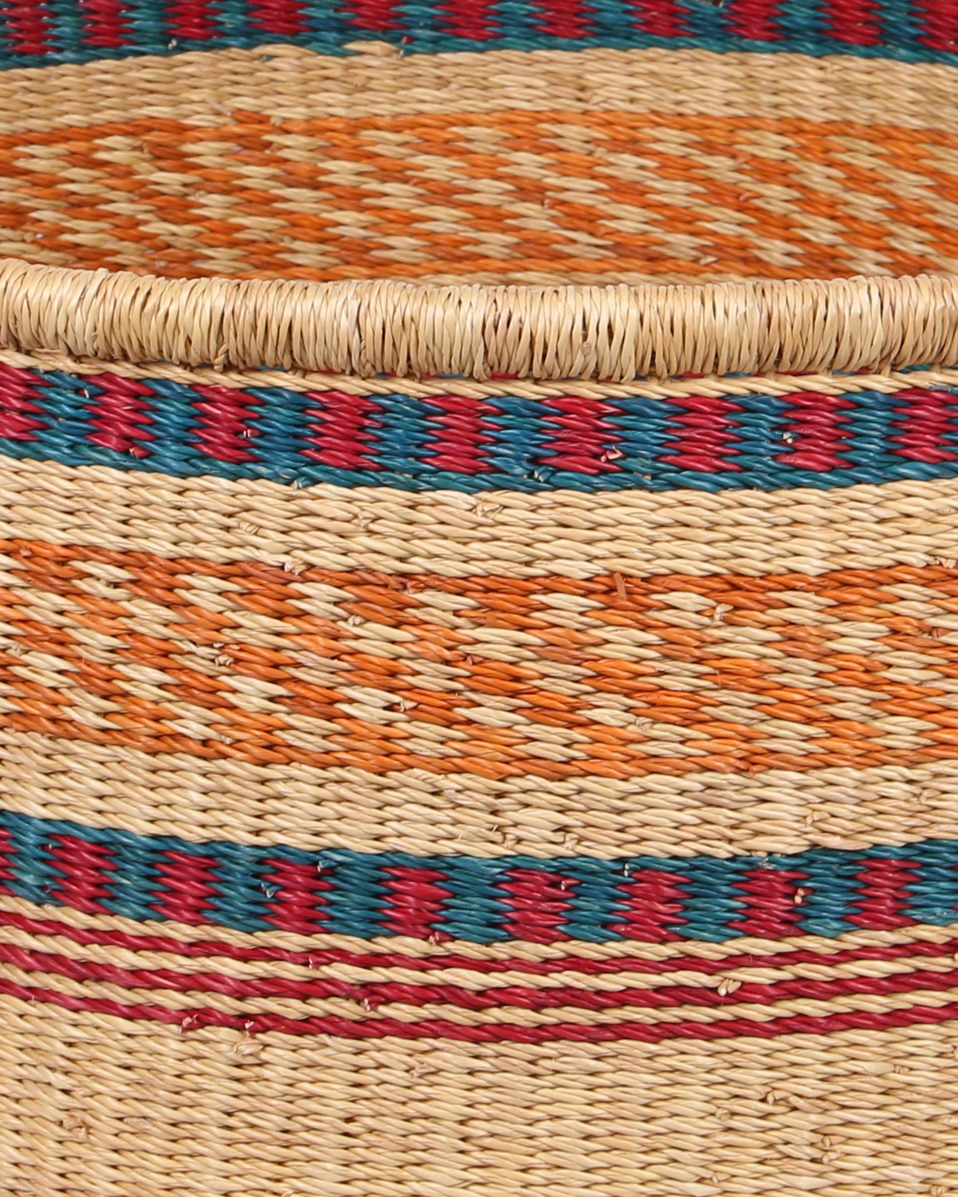 DZIFA: Large Blue, Orange and Red Floor Storage Basket with Handles