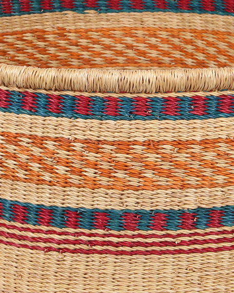 DZIFA: Large Blue, Orange and Red Floor Storage Basket with Handles