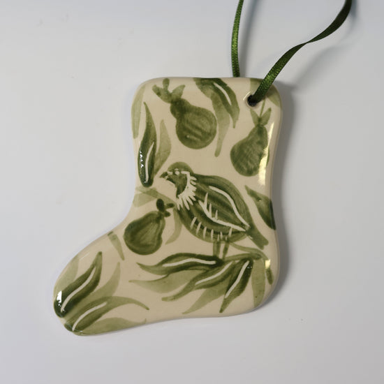 Hand Painted Ceramic Christmas Stocking Ornament