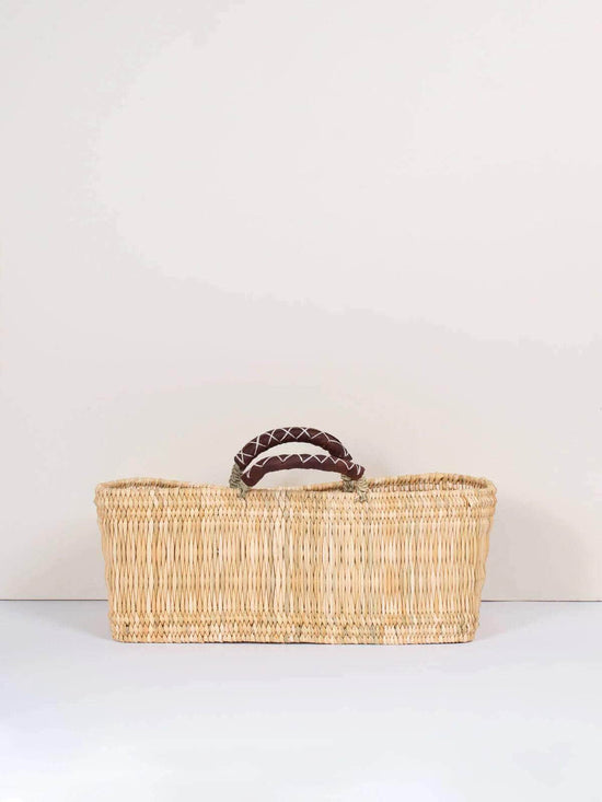 Reed Basket with Leather