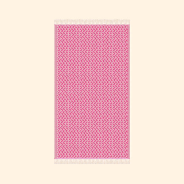 Silent Ripple Pure Cotton Bath & Beach Towel In Dark Pink