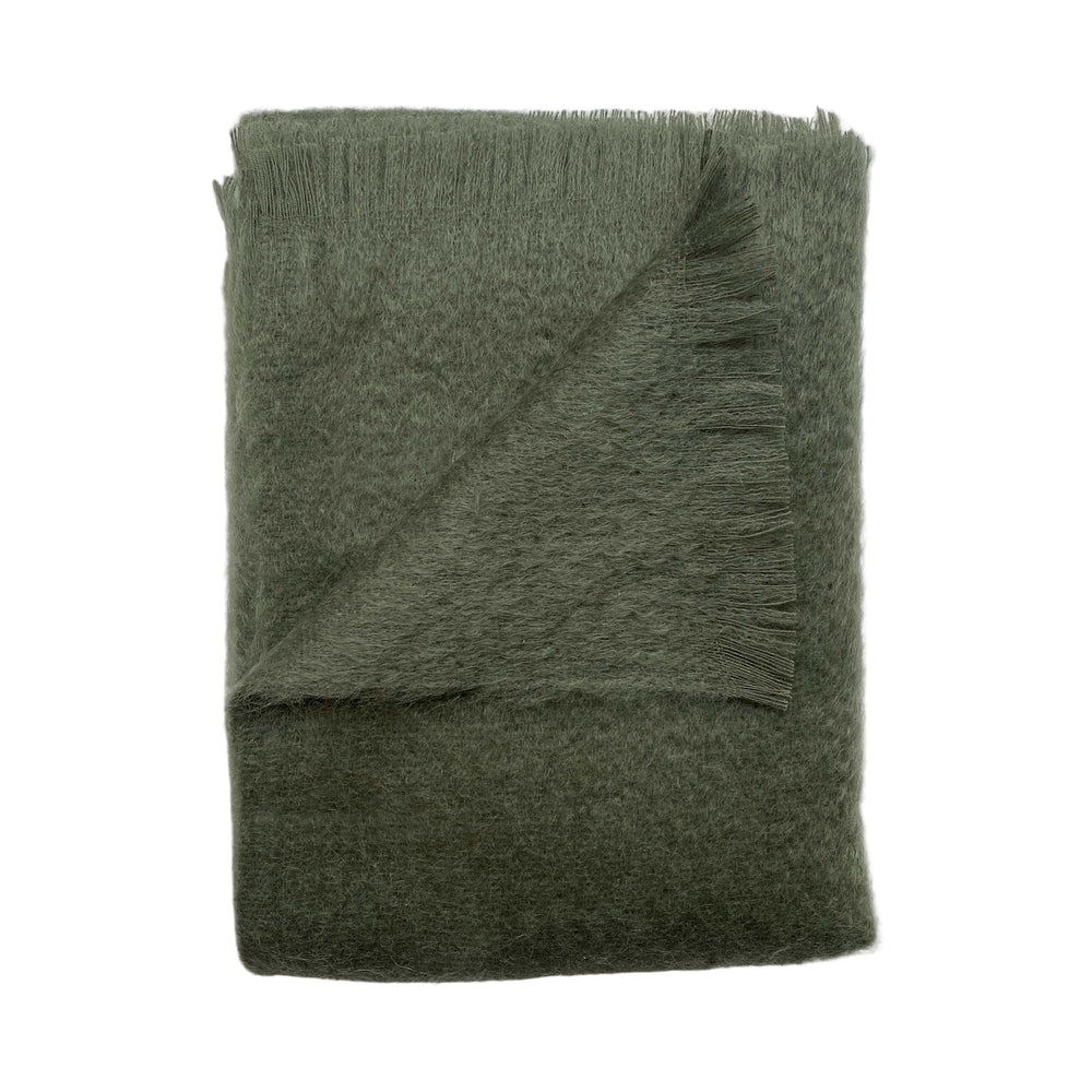 Albie Mohair Blanket Olive Green
